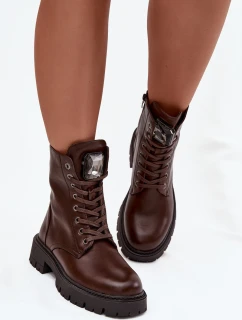 Dámské workery s ozdobou eko kůže čokoládové Karessa