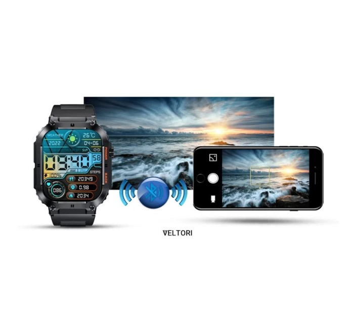 VELTORI VT200-1 Smartwatch Čierny silikónový remienok VELTORI VT200-1 Smartwatch Čierny silikónový remienok