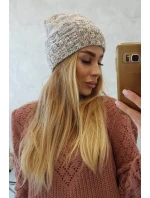 Fleecová čiapka Dolores K303 hnedá+svetlo béžová+tmavo béžová
