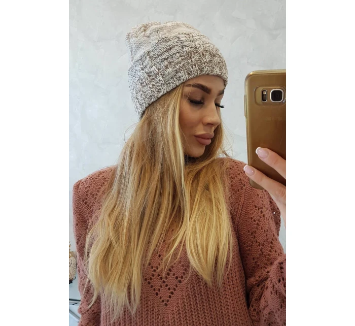 Fleecová čiapka Dolores K303 hnedá+svetlo béžová+tmavo béžová