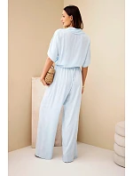 Dámský viskózový model 22185779 komplet se širokými kalhotami modrý - K-Fashion Dámský viskózový model 22185779 komplet se širokými kalhotami modrý - K-Fashion