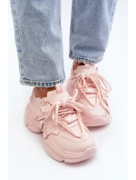 Sneakersy Damskie Na Masywnej Podeszwie Różowe Windamella