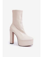 Topánky na vysokom podpätku a platforme Light Beige Tennira
