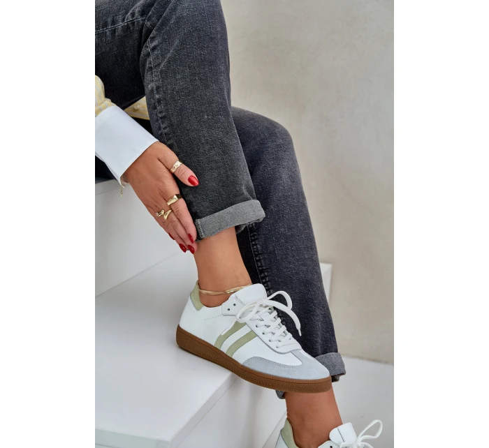 model 21684284 Kožené Nízké Tenisky Dámské Bílé - Zazoo