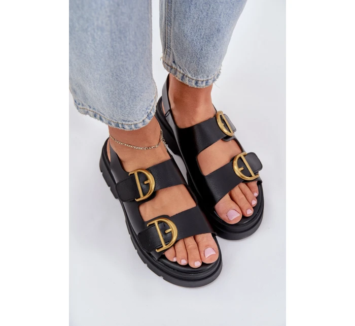 Eko Kožené Sandály S Přezkami Černé model 21684634 - Boto Eko Kožené Sandály S Přezkami Černé model 21684634 - Boto