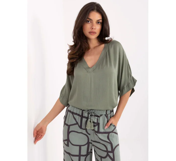 Bluzka TW BZ BI model 21190928 khaki - FPrice Bluzka TW BZ BI model 21190928 khaki - FPrice