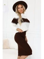 571-2 Dvojdielny sveter s vypasovanou sukňou - čokoládový 571-2 Dvojdielny sveter s vypasovanou sukňou - čokoládový