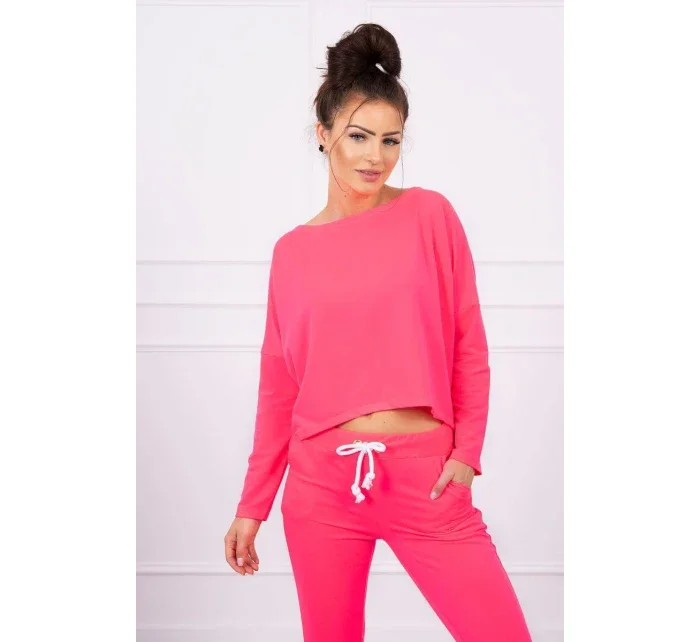 Sada s oversize blúzkou ružová neónová