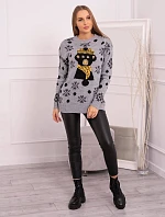 Vianočný sveter s medvedíkom sivý