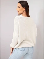 Dámský bavlněný oversized svetr na knoflíky s výstřihem do V béžová Dámský bavlněný oversized svetr na knoflíky s výstřihem do V béžová