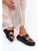 Eko Kožené Sandály Dámské Na Platformě S Přezkami Černé model 21699641 - Boto Eko Kožené Sandály Dámské Na Platformě S Přezkami Černé model 21699641 - Boto