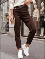 Jeansy damskie mom fit z paskiem brązowe model 22361856 - FashionStreet Jeansy damskie mom fit z paskiem brązowe model 22361856 - FashionStreet