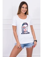 Halenka s model 18742982 grafikou bílá - K-Fashion