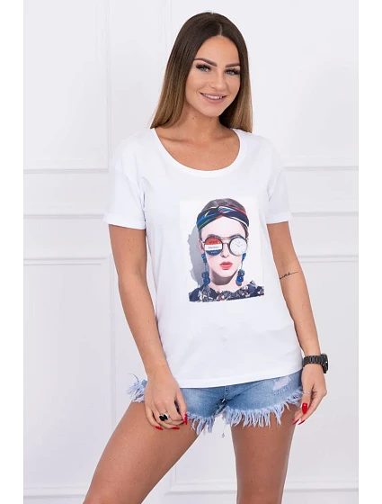 Halenka s model 18742982 grafikou bílá - K-Fashion
