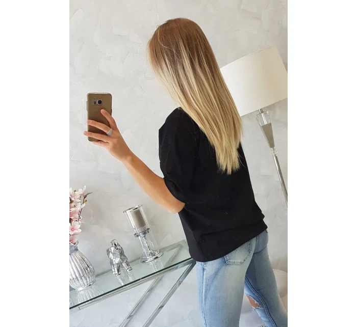 model 18746366 halenka s potiskem černá - K-Fashion