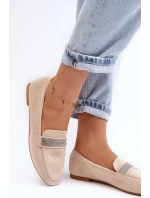 Damskie Mokasyny Z Cyrkoniami Beżowe Ralrika