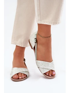 Skórzane Sandały Płaskie Maciejka 04614-46 Miętowe