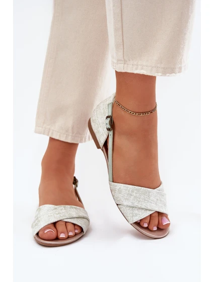 Skórzane Sandały Płaskie Maciejka 04614-46 Miętowe