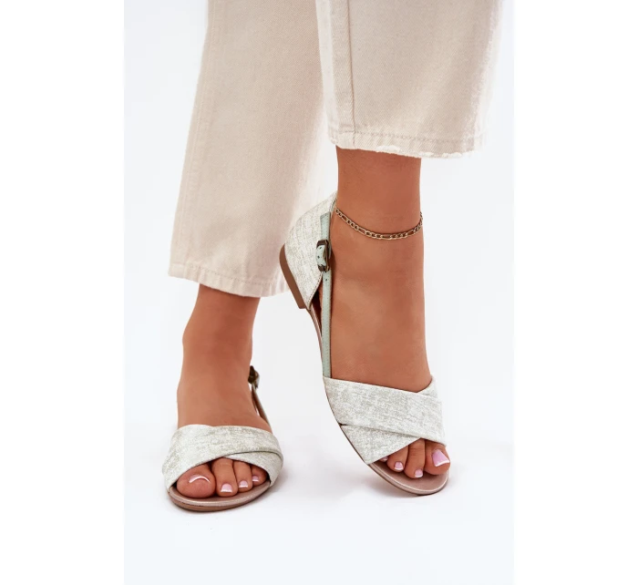 Skórzane Sandały Płaskie Maciejka 04614-46 Miętowe