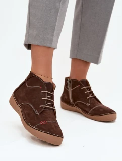 Kožené dámské polobotky s na zip hnědé model 21710447 - Artiker