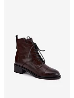 Zateplené kožené kotníkové boty Čokoládové model 22366287 - Boto Zateplené kožené kotníkové boty Čokoládové model 22366287 - Boto