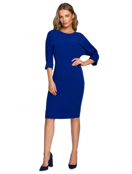 model 17678310 Pouzdrové šaty s netopýřími rukávy královská modř - STYLOVE