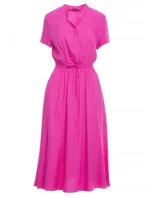 S366 Viskózové šaty so šnúrkou v páse - lila