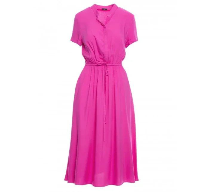 S366 Viskózové šaty so šnúrkou v páse - lila