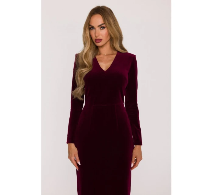 model 21874851 Sametové šaty na tělo bordó - Moe