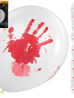 HALLOWEEN DEKORATÍVNY BALÓN KRVAVÝ ODTLAČOK RUKY 10KS