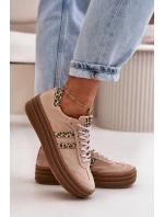 Zazoo N1068S4 Damskie Zamszowe Sneakersy Na Platformie Panterka Różowe