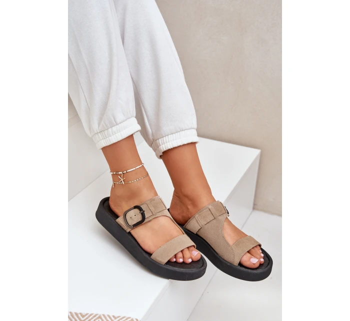 Dámské Semišové Pantofle Na Platformě Béžové model 21682483 - Zazoo