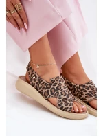 Zazoo 40392 Skórzane Sandały Damskie Panterka Brązowe Zazoo 40392 Skórzane Sandały Damskie Panterka Brązowe