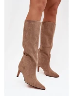 Dámske čižmy na podpätku Olivienne - béžové Dámske čižmy na podpätku Olivienne - béžové