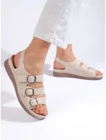 Praktické hnedé dámske sandále na klin