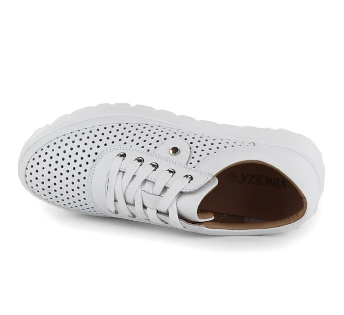 Dámská kožená bílá polobotka model 22116035 - VINCEZA