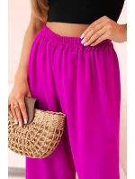 Kalhoty se širokými nohavicemi tmavě fialová