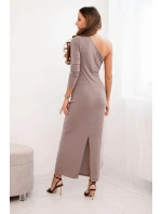 Dámske viskózové večerné šaty s ozdobnými pásikmi more