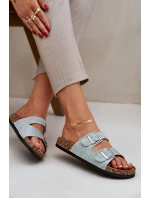 pantofle na korkové podrážce s přezkami mátové model 21685406 - Boto pantofle na korkové podrážce s přezkami mátové model 21685406 - Boto