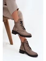 Ocieplane Botki Damskie Na Klocku Vinceza 58609 Szare