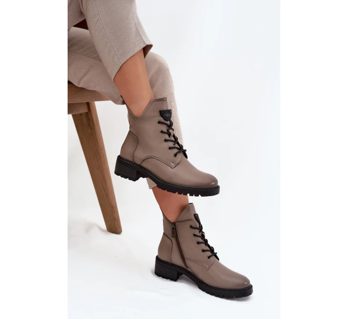 Ocieplane Botki Damskie Na Klocku Vinceza 58609 Szare