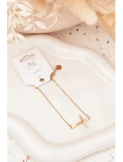 Náramek s křížkem Chirurgická ocel Zlato