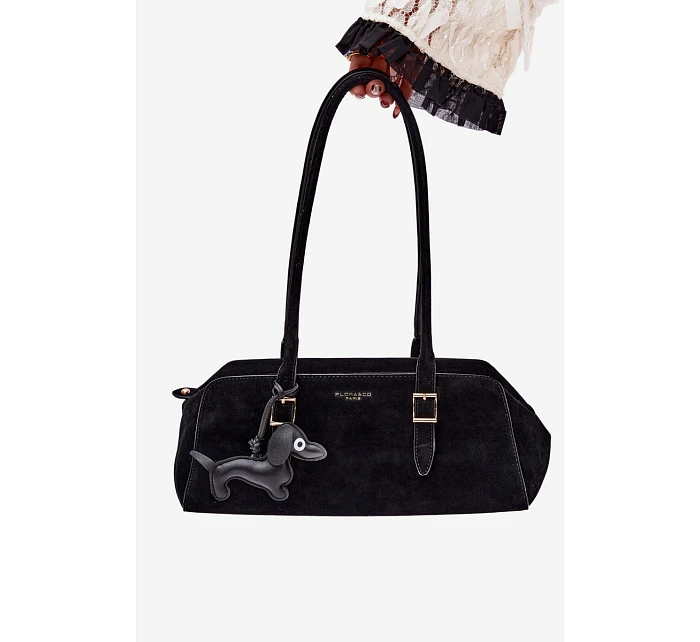 Kabelka z imitace semiše s přívěskem černá model 22111600 - Flora&Co