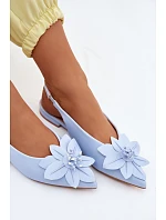 Dámské sandály na ploché podrážce s květem modré model 22102837 - Boto