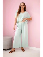 Viskózový komplet se zlatým lemováním tmavá máta Viskózový komplet se zlatým lemováním tmavá máta