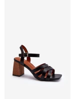 Sandały Damskie Na Słupku Czarne Opifiana Sandały Damskie Na Słupku Czarne Opifiana