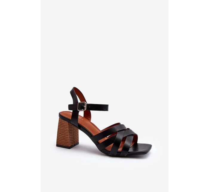 Sandały Damskie Na Słupku Czarne Opifiana Sandały Damskie Na Słupku Czarne Opifiana