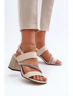 Dámské elegantní sandály na podpatku béžové D&A model 21656019 - S.Barski Dámské elegantní sandály na podpatku béžové D&A model 21656019 - S.Barski