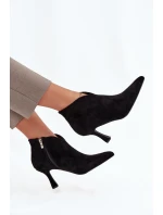 Niskie Botki Damskie Na Szpilce Eko Zamszowe Czarne Jolivra Niskie Botki Damskie Na Szpilce Eko Zamszowe Czarne Jolivra