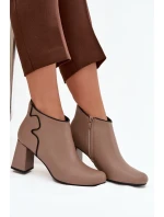 Skórzane Botki Ocieplane Na Słupku Beżowe Ivessara Skórzane Botki Ocieplane Na Słupku Beżowe Ivessara